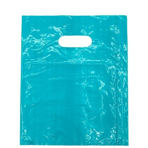 Bolsa de plástico con asa reciclable reutilizable personalizada, bolsa de transporte de PE, bolsa de compras de embalaje troquelado con diseño de logotipo - Product Image 1