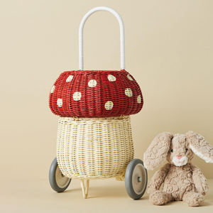 Meilleure vente de corbeille à fruits tressée en rotin en forme de champignon paniers à roulettes portables joli sac cadeau pour enfants - Product Image 1