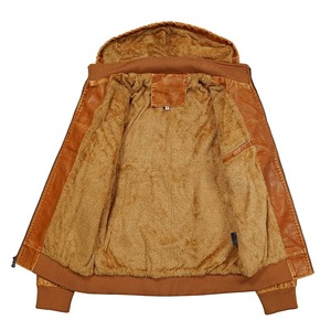 Abrigo de cuero PU con capucha para hombre, grueso, cálido, a prueba de viento, motocicleta, negocios, punk, deportes, alta calidad, otoño, invierno - Product Image 5