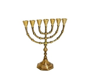 Meilleure vente 21 haut temple style aluminium or Menorah Hanoukka Hanoukka Judaïca bougeoir juif bougeoir en métal - Product Image 5