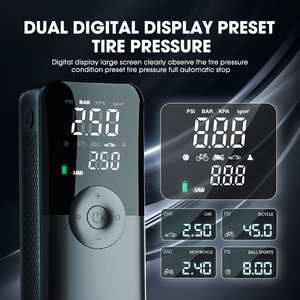 ปั๊มลมไร้สายเลมาเทค 3-150 PSI จอแสดงผลดิจิตอล LCD แบบคู่ เครื่องเติมลมแบบพกพาสำหรับรถยนต์ รถจักรยานยนต์ จักรยาน - Product Image 5