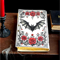 Imprimé Vampire Bat Grimoire Journal Gothique Roses Sort Livre À La Main En Cuir relié Livre des Ombres horreur Sorcellerie Journal
