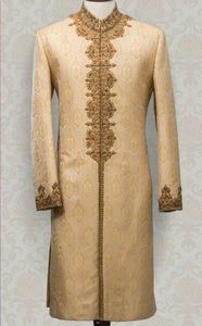 2024 Dazzling Embroidery Brocade Silk Sherwani Plus Size Groom Party Wear Matching <b>Pant</b> Shoe Embellished Crystal Glass Beads - Product Image 2