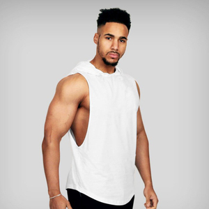 Muscle Men's Blank Cotton Gym Vest Fitness Loose Bodybuilding Fitness Sports Chaleco con capucha Training Tank Top Running Shirt Premium - Product Image 2