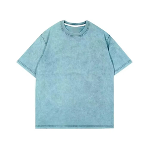 เสื้อยืดผู้ชายแบบใหม่ขายส่ง ล้างสีแบบ Acid Wash ผ้าฝ้าย 100% เนื้อหนา คอกลม สีพื้น ทรงปกติ - Product Image 3