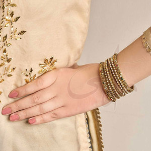 Best Selling Custom Made Gold Plated Trendy Women's Freshwater Pearl Natural Stone Fashion Bangles High Quality Gift Option - Product Image 3