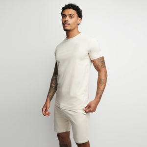 OEM Custom Men's Gym Wear-Slim Fit Breathable Training T Shirts and Shorts 100% Cotton Twin <b>Sweat</b> <b>Set</b> for Summer Wholesale - Product Image 6