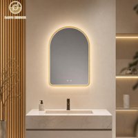 Miroir de salle de bain lumineux à commande tactile anti-buée, éclairage frontal, personnalisable, vente en gros, fournisseur d'usine