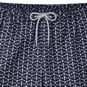 Shorts de bain recyclés pour hommes, motif abstrait noir, séchage rapide, avec cordon de serrage à la taille et poches - Product Image 3
