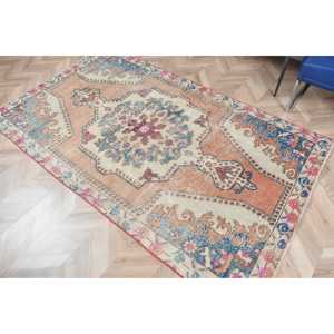 Tapis vintage, tapis turc 4,2x7 pieds, tapis persan en laine bleue - Product Image 5