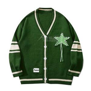 Factory Price Customized <b>Oversized</b> <b>Men's</b> Wool Cotton Knitted <b>Cardigan</b> Sweater Embroidery Printed Customized Breathable Sweaters - Product Image 5