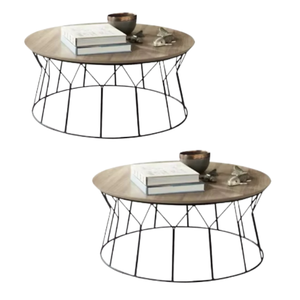 Table basse ronde de style moderne en bois minimaliste pied de fer table basse de salon maison pour la maison meubles de salon - Product Image 6