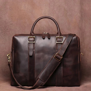 Classic Genuine Leather Laptop Messenger Shoulder Strap Durable Office Bag Handle Closure Protective Waterproof Large Capacity - Product Image 3