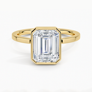 Haut de gamme 1ct Lab Grown Diamond Emerald Cut 14K Solid Gold Noemi Bezel Solitaire Ring Bague de fiançailles Bijoux pour les professionnels - Product Image 1