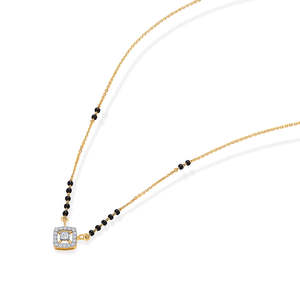 สร้อยคอทองคำประดับเพชรทรงสี่เหลี่ยมสำหรับผู้หญิง - Product Image 3