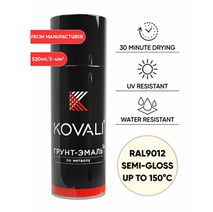 KOVALI 3 in 1 Aerosol <b>Spray</b> Primer Enamel Anti-Rust Corrosion Protection Metal Wood Semi-Gloss Clean Room White RAL 9012 520ml - Product Image 1