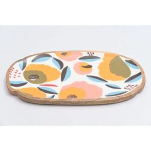 Plateau en bois écologique en forme de soleil, motif imprimé en émail, plateau de service surélevé décoratif pour mariage, Diwali, collations, table - Product Image 6