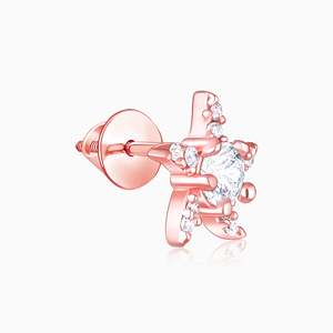Magnifiques boucles d'oreilles clous en or rose avec diamants, fabrication en or 14 carats pour une mode haut de gamme - Product Image 2