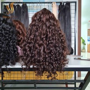 Super Drawn Romance Eggs Bouncy Curls Hair HD Perruque frontale en dentelle Cheveux humains bruts de luxe vietnamiens - Product Image 4