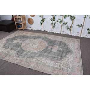 Tapis vintage 6,4x9,9 pieds, gris beige, tapis turc en laine du sud-ouest - Product Image 4