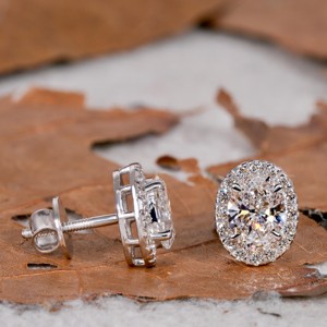 Pendientes minimalistas de oro blanco de lujo, pendientes de diamantes cultivados en laboratorio de corte brillante ovalado, regalos de joyería, pendientes de novia para mujer - Product Image 2