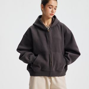 <b>Streetwear</b> Unisex Winter Casual Zip Hoodie Boxy Fit Drop Shoulder 100% Cotton Eco-Friendly Embroidered Logo Blank Luxury Zipper - Product Image 1