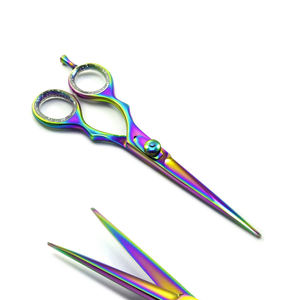 Tijeras de Peluquería Profesionales para Hacerlo Usted Mismo, 4.5 Pulgadas, Borde Dentado, Multicolor, Acero Inoxidable, para Cortar el Cabello - Product Image 1