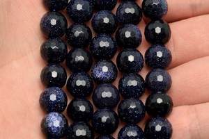 Cuentas redondas de corte de fútbol de piedra solar azul natural y lote de piedras preciosas de 8 mm para hebra de fabricación de joyas - Product Image 4