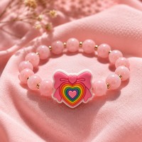 Breloques personnalisées en silicone PVC arc-en-ciel pour la sensibilisation au cancer du sein, pour stylos et perles DIY, marque PDD, fabriquées en Chine
