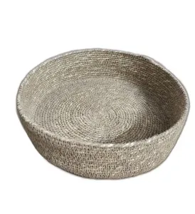 Bol à fruits en jute et en herbe de mer tissé, design moderne élégant pour la décoration de table à la maison et à l'hôtel, vente en gros jetable, pas cher, MOQ - Product Image 3