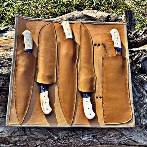 Juego de Cuchillos de Chef Profesionales, Hechos a Mano, de Acero al Carbono Forjado, 5 Piezas, Mango de Hueso, Ambidiestros, Duraderos, para Cocina - Product Image 6