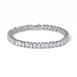 Wholesale Fashion Hip Hop Jewelry Brass Water Drop Zircon Tennis Chain <b>Bracelet</b> for Men Women - Product Image 3