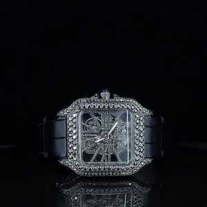 Luxurious <b>Men's</b> <b>Black</b> Moissanite Studded Diamond <b>Watch</b> Waterproof Automatic Mechanical Analog Limited Edition Luxury Timepiece - Product Image 6