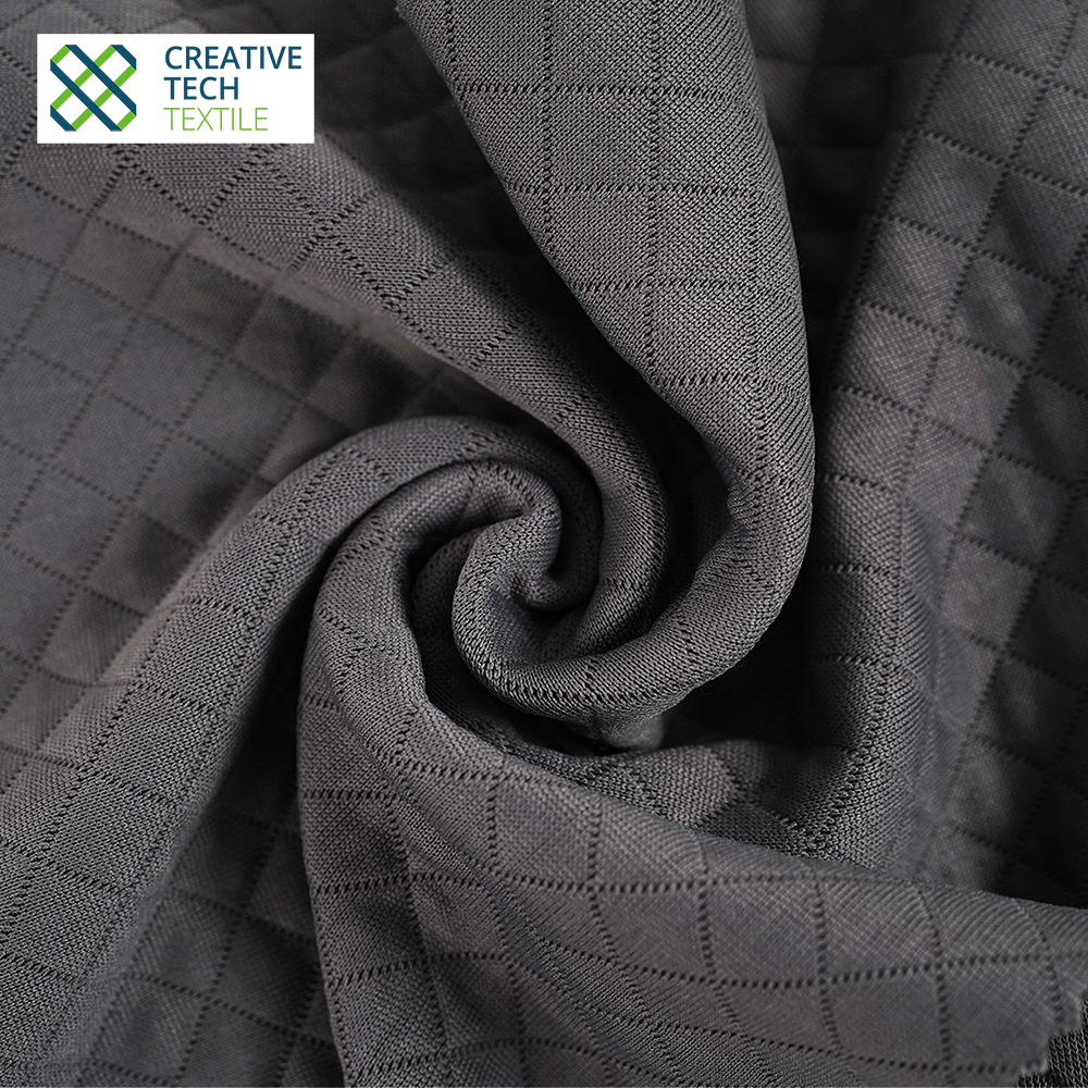 RCO-TK0007 Poly/Sustainable Recycle Poly Seawool PET/Lyocell=52/42/6 Jacquard Diamond Check