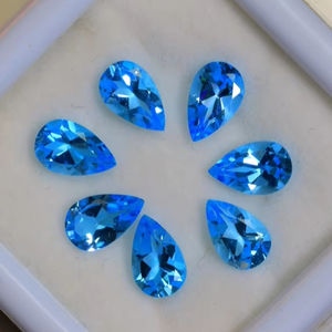 ลูกแพร์สวิสสีฟ้าบุษราคัมพลอยเจียระไนทรงหลวมหินบุษราคัมสีฟ้าขนาดพิเศษจากผู้ผลิต - Product Image 1