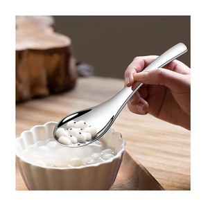 Cuchara de sopa de acero con espejo, vajilla, proveedor de herramientas de cocina profesional, artesanías de mango corto, cuchara de sopa de acero inoxidable - Product Image 1