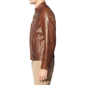 Chaqueta de piel de oveja ajustada para hombre, estilo otoño-invierno, con cuello alto, a la moda, para motocicleta, venta al por mayor, envío DDP - Product Image 5