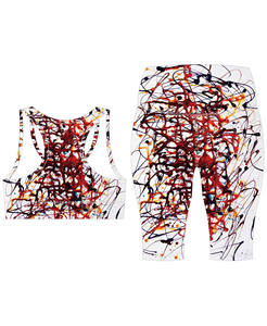 Custom Wholesale <b>Womens</b> Custom Logo High Waisted Workout Leggings Set Fashionable Reversible Yoga Bra Sublimated <b>Shorts</b> - Product Image 3