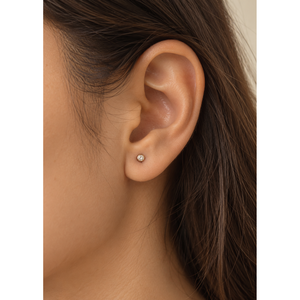 <b>Titanium</b> Round Bezel <b>Stud</b> Earrings - Product Image 4