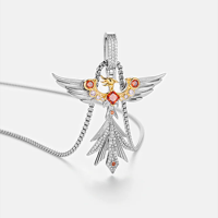 Pendentif Phénix Diamant Personnalisé, Collier Oiseau de Feu Glacé, Micro-Pavé, Bijoux Hip Hop, Chaîne en Acier Inoxydable pour Homme, Argent Tibétain Glacé