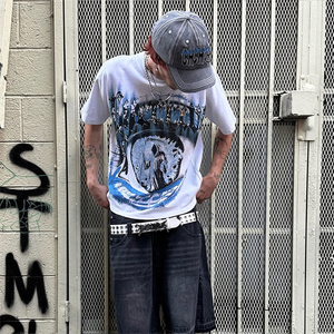 เสื้อยืดผ้าคอตตอนซัก100% บ็อกซี่สโตนแบบวินเทจพิมพ์ลายทรงหลวมใส่สบายสะพายไหล่ใส่สบายโลโก้ตามสั่ง - Product Image 4