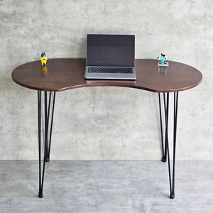 Bean-Shaped 120x60cm Rubber Wood <b>Computer</b> <b>Desk</b> with Hairpin Iron Legs SPD68209 - Product Image 4