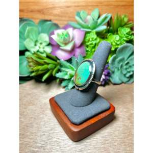 Navajo-Made Fine Jewelry <b>Statement</b> <b>Ring</b> with Natural Stone Kingman Turquoise Sterling <b>Silver</b> Size 8 Everyday Wear - Product Image 3