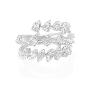 แหวนเพชร Baguette สำหรับผู้หญิงขนาด14K แหวนทองหลายวงแหวนหมั้นสำหรับผู้หญิงของขวัญโรเดียมชุบทอง - Product Image 2