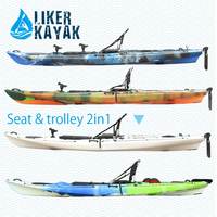Kayak avec chariot, différentes couleurs, OEM/ODM, 4,3 m, système de propulsion à pédales stable, kayak de pêche, bateau pour 1 personne, écologique, léger