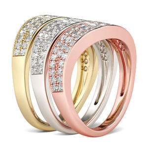 Jeulia 18K Gold Plated Sterling <b>Silver</b> <b>Stacking</b> <b>Ring</b> Set with Zircon Gemstone - Product Image 3