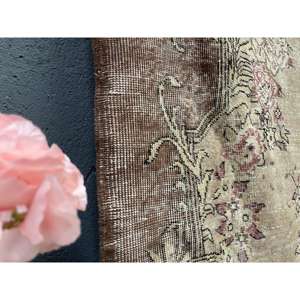 Tapis vintage surdimensionné 7,1x10,6 pi (217x324 cm), marron, motifs plantes et arbres, tapis turc - Product Image 4