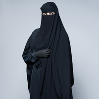 Voile Niqab Modeste Double Couche Noir pour Femmes Musulmanes, Couvrant Entièrement le Visage, Respirant et Léger, avec Logo Personnalisé – Vente en Gros pour l'Été