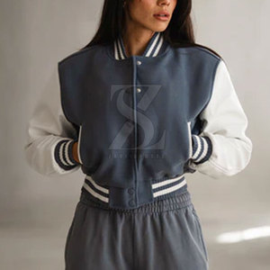 Ropa para adultos Venta en línea Crop Top Letterman Chaquetas Hecho en la mejor calidad Mujeres Crop Top Letterman Chaquetas En stock - Product Image 6