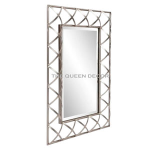 กระจกติดผนังสำหรับตกแต่งทำจากโลหะสแตนเลสรูปทรงสี่เหลี่ยมเงามันวาวกระจกติดผนังที่ดูสง่างามไม่เหมือนใคร - Product Image 4